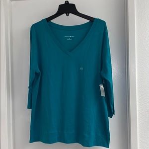 Fashion Bug BluGreen 3/4 Length Sleeve Top Size 1X